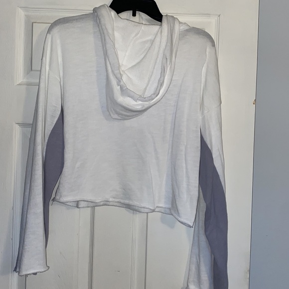 Victoria’s Secret Pink White Half Zip Gray Logo Crop Oversized Hoodie Top NWT - Picture 5 of 10